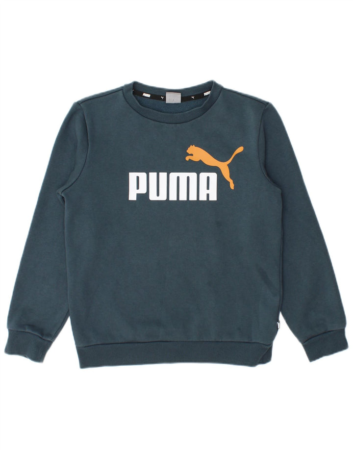 Puma Boys Graphic Sweatshirt Jumper 11-12 Years Blue Cotton