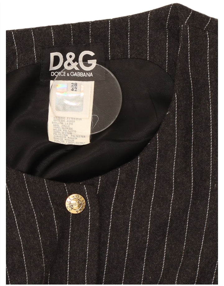 Dolce & Gabbana Womens Long Sleeve Maxi Dress IT 42 Medium Grey Pinstripe
