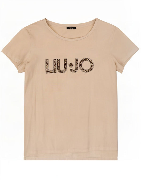 Liu Jo Damen Grafik-T-Shirt-Oberteil UK 14 Mittelweiß