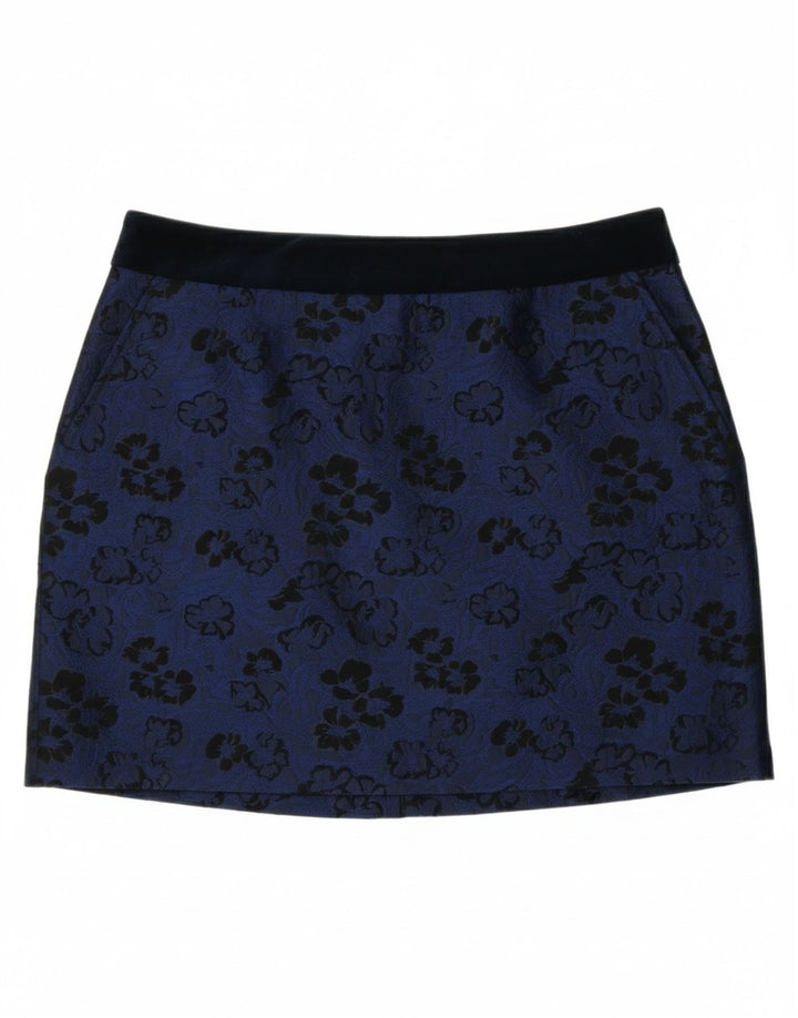 JACK WILLS Womens Mini Skirt UK 12 Medium W30 Blue Floral Polyester