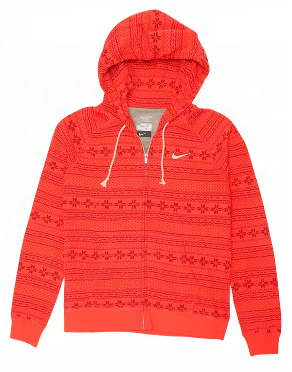 Felpa con cappuccio e zip da donna Nike UK 12 medio arancione Fair Isle cotone