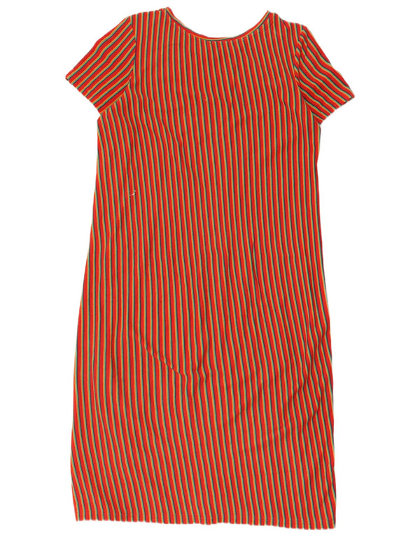 Zara Dame Trafaluc Skift Kjole UK 14 Medium Rød Stribet Bomuld