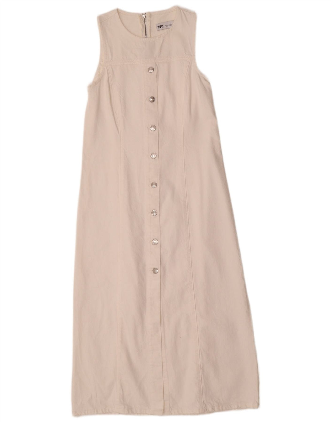 Zara Womens Sleeveless Denim Dress UK 8 Small White