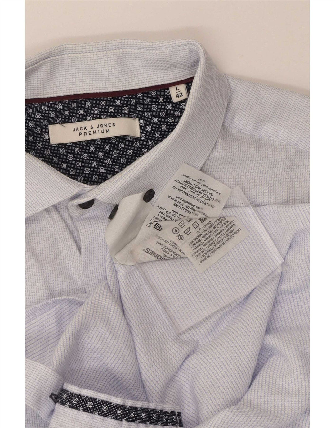 Jack & Jones Mens Shirt Size 42 Large Blue Check Cotton