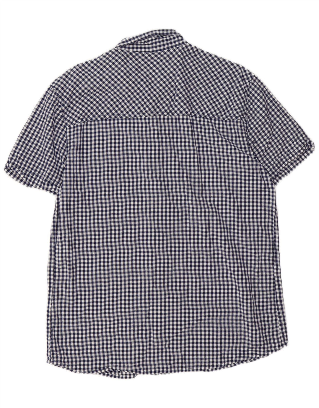 Mountain Warehouse Mens Short Sleeve Shirt Large Navy Blue Gingham Cotton