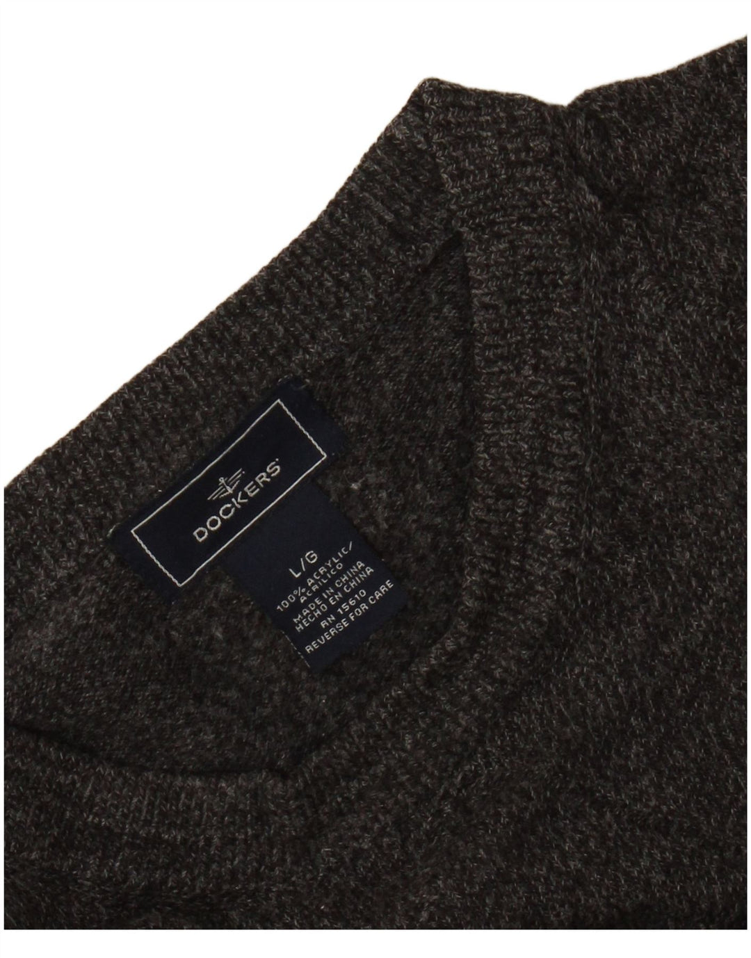 DOCKERS Mens Crew Neck Jumper Sweater Large Grey Acrylic