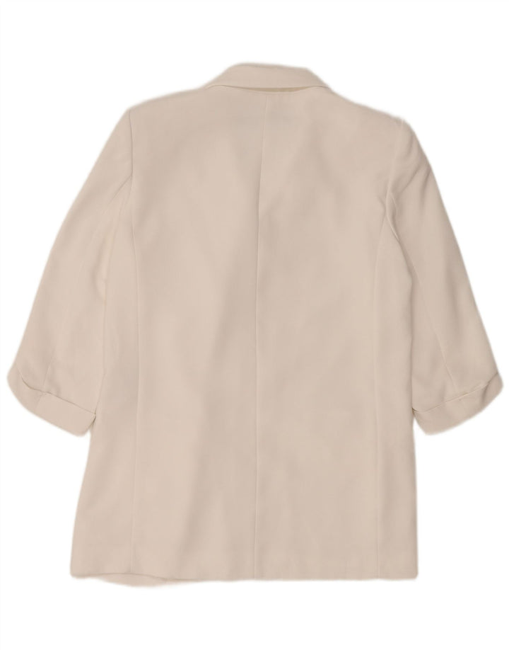 ZARA Womens 3/4 Sleeve Open Blazer Jacket UK 14 Medium White Polyester