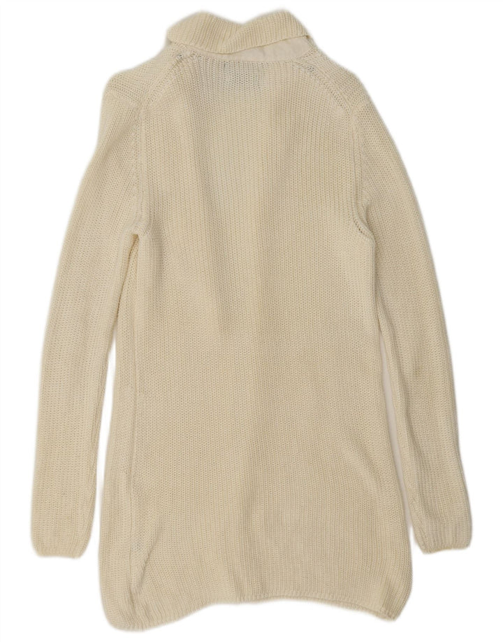 Massimo Dutti Womens Longline Open Cardigan Sweater UK 10 Small Off White