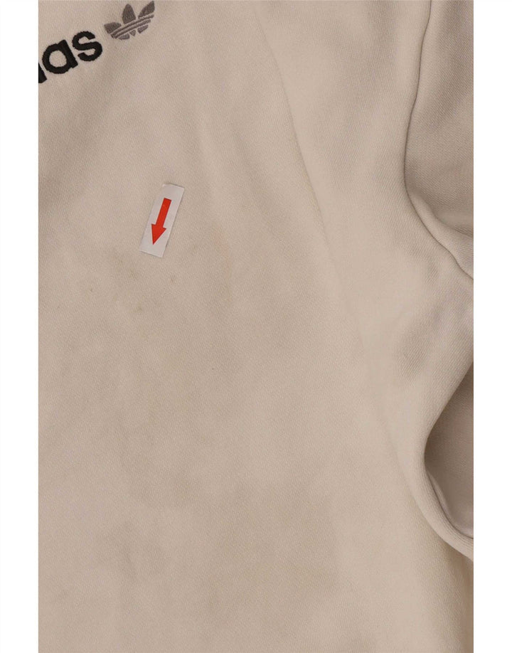 Adidas Womens Graphic Sweatshirt Jumper UK 14 Medium Off White Cotton
