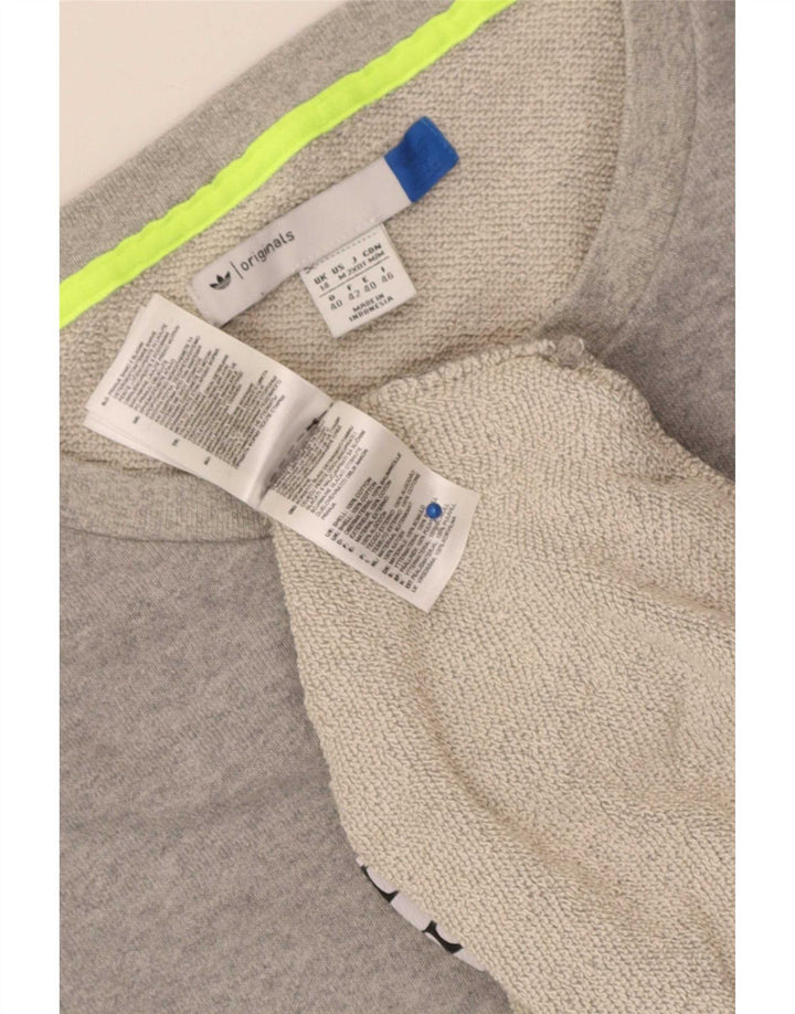 Adidas feminino gráfico oversized moletom jumper reino unido 14 algodão cinza médio