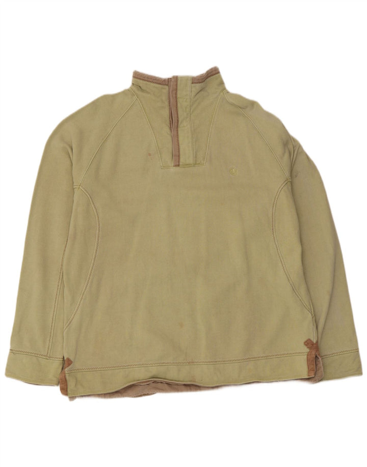 Fat Face Mens Button Neck Sweatshirt Jumper Large Green Cotton