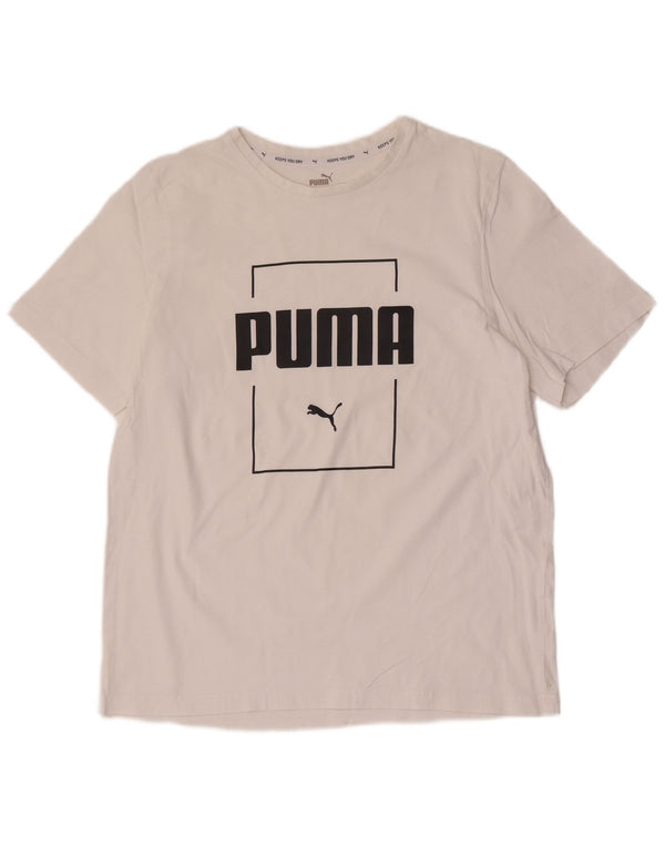 Puma Womens Graphic T-Shirt Top UK 16 Large White Cotton Sports