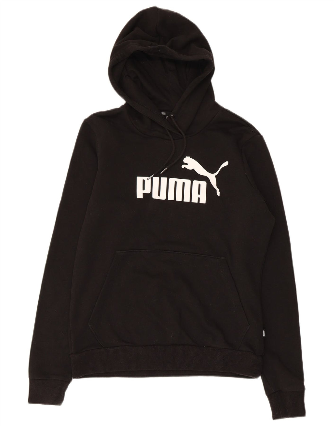 PUMA Womens Graphic Hoodie Jumper UK 12 Medium Black Polyester