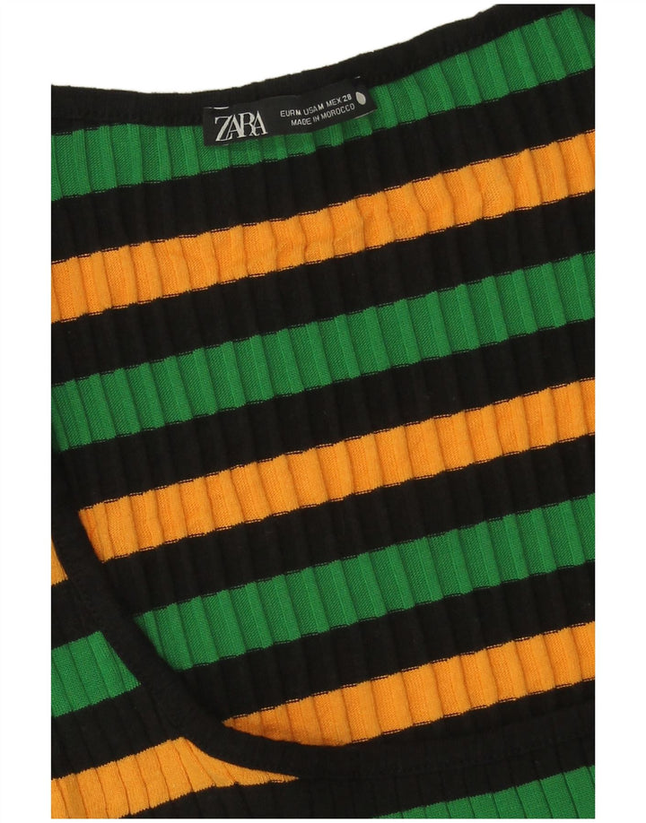 Zara Womens Crop Top UK 12 Medium Multicoloured Striped