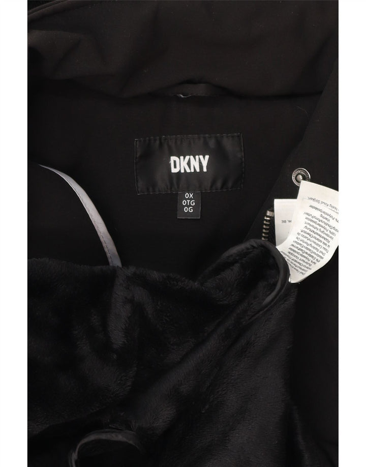 Dkny Womens Hooded Parka Jacket UK 18 XL Black Polyester