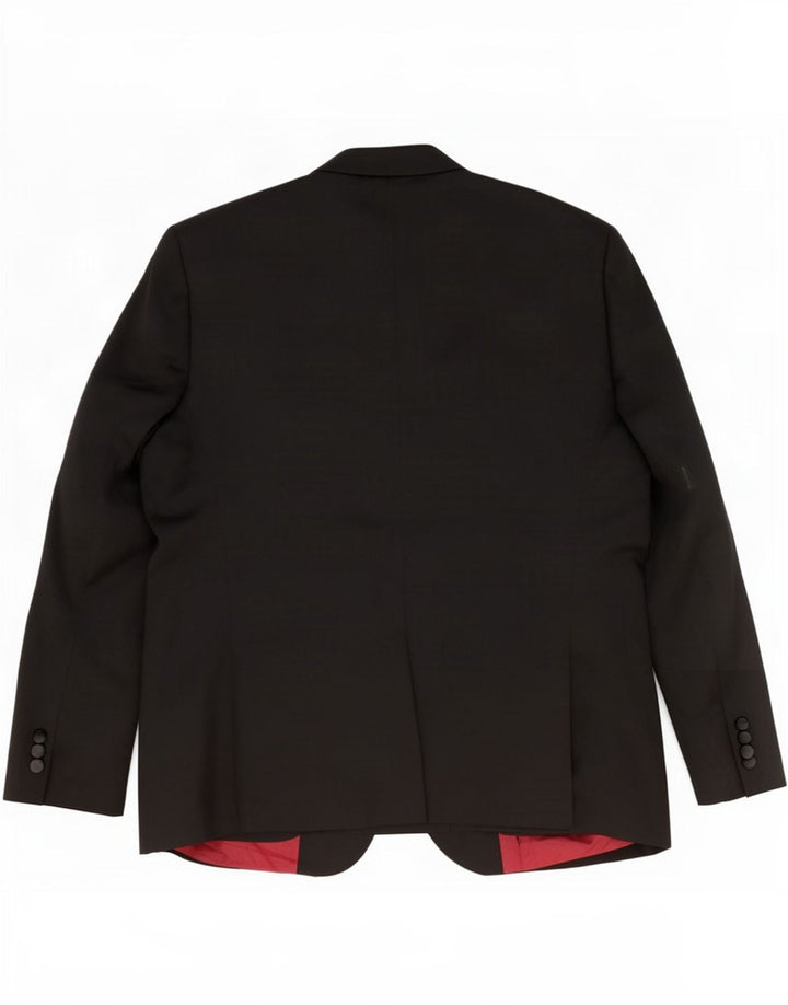 Jaqueta blazer masculina de 2 botões Marks & Spencer Reino Unido 48 2XL poliéster preto