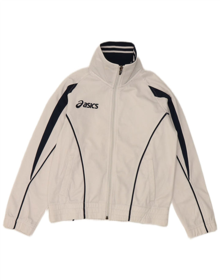 Asics Boys Graphic Tracksuit Top Jacket 7-8 Years White Colourblock