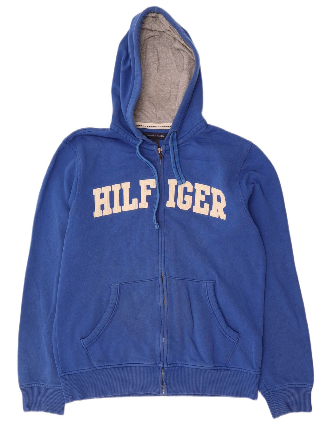 Tommy Hilfiger Mens Graphic Zip Hoodie Sweater Medium Blue Colourblock