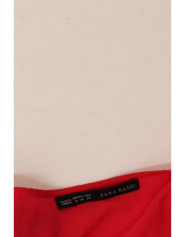 Camicetta senza maniche da donna Zara con volant sul davanti UK 14 rosso medio