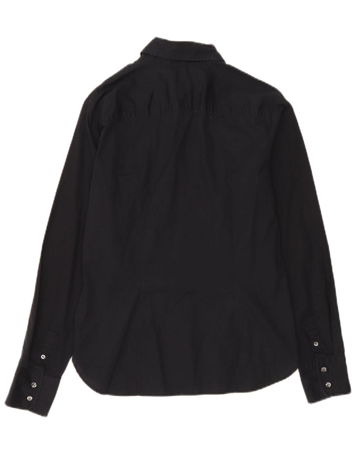 Tommy Hilfiger Womens Stretch Shirt US 8 Medium Black Cotton