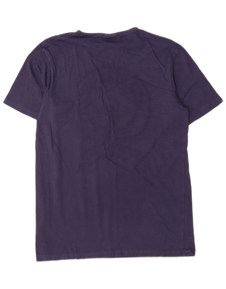 Ellesse Homme Regular Graphic T-Shirt Top Petit Bleu Marine Coton