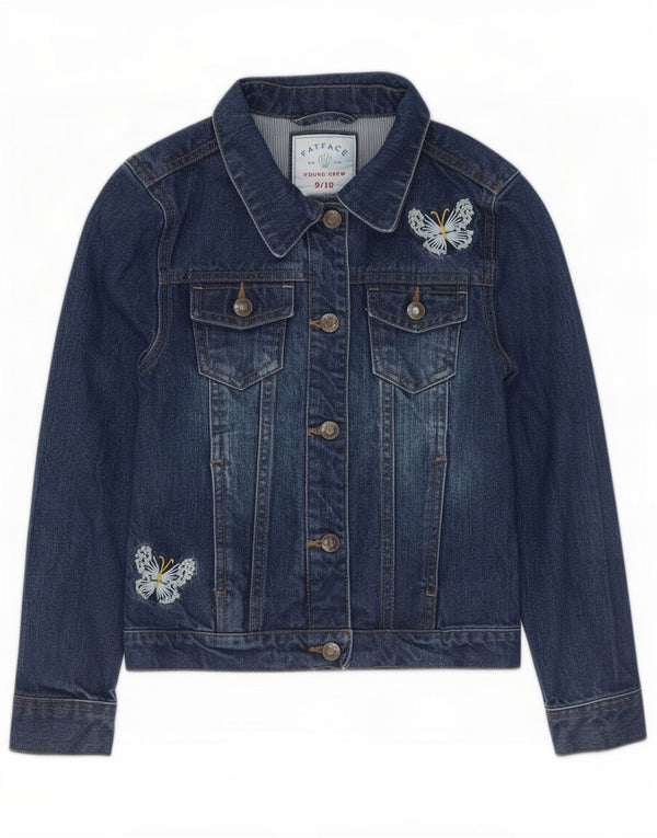 Giacca Jeans Bambina Fat Face 9-10 Anni Cotone Blu Farfalla