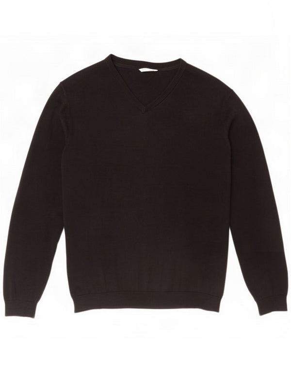 Marks & Spencer Boys V-Neck Jumper Sweater 15-16 Years XL Black Cotton
