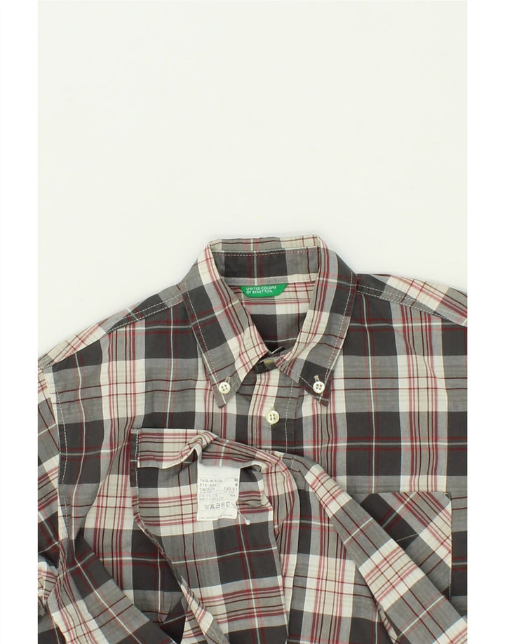 BENETTON Boys Shirt 7-8 Years Medium  Grey Check Cotton Vintage Benetton and Second-Hand Benetton from Messina Hembry 