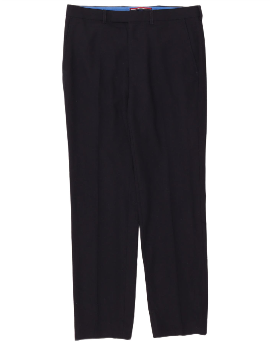 Marks & Spencer Mens Tailored Straight Suit Trousers W34 L33 Navy Blue Wool
