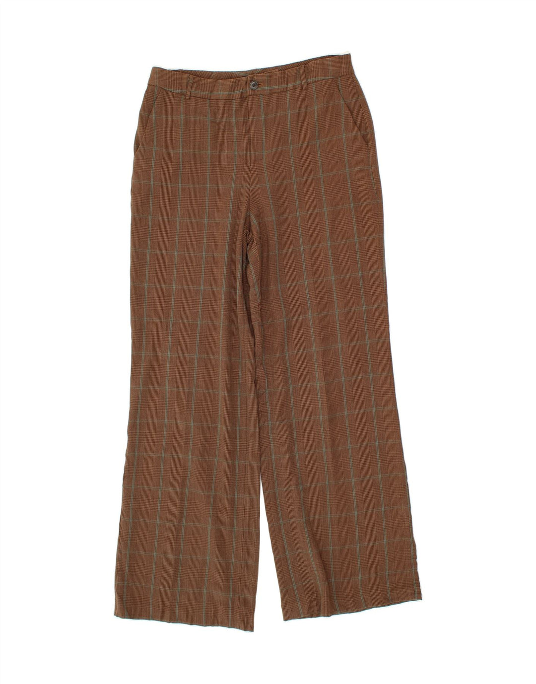 CHAPS Womens Wide Leg Casual Trousers US 8 Medium W30 L32 Brown Check Vintage Chaps and Second-Hand Chaps from Messina Hembry 