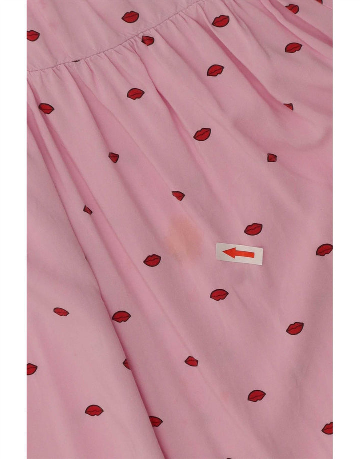 Benetton Womens Abstract Pattern Long Sleeve A-Line Dress UK 10 Small Pink