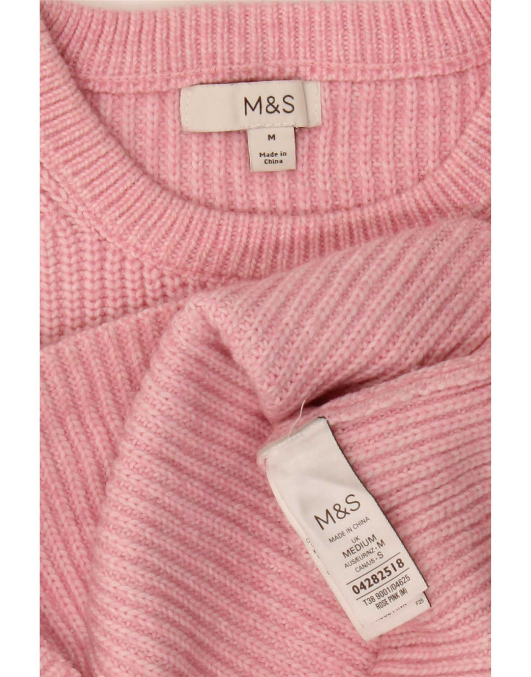 Marks & Spencer Womens Boat Neck Jumper Sweater UK 14 Medium Pink Polyester