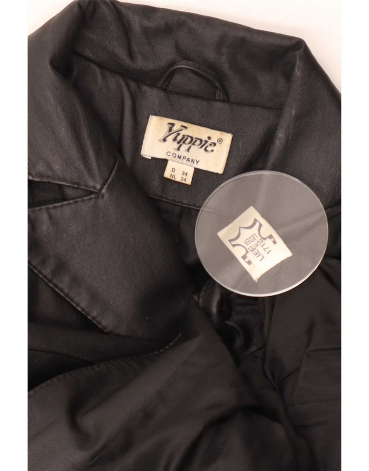 Yuppie Womens Oversized Leather Coat EU 34 XS Black