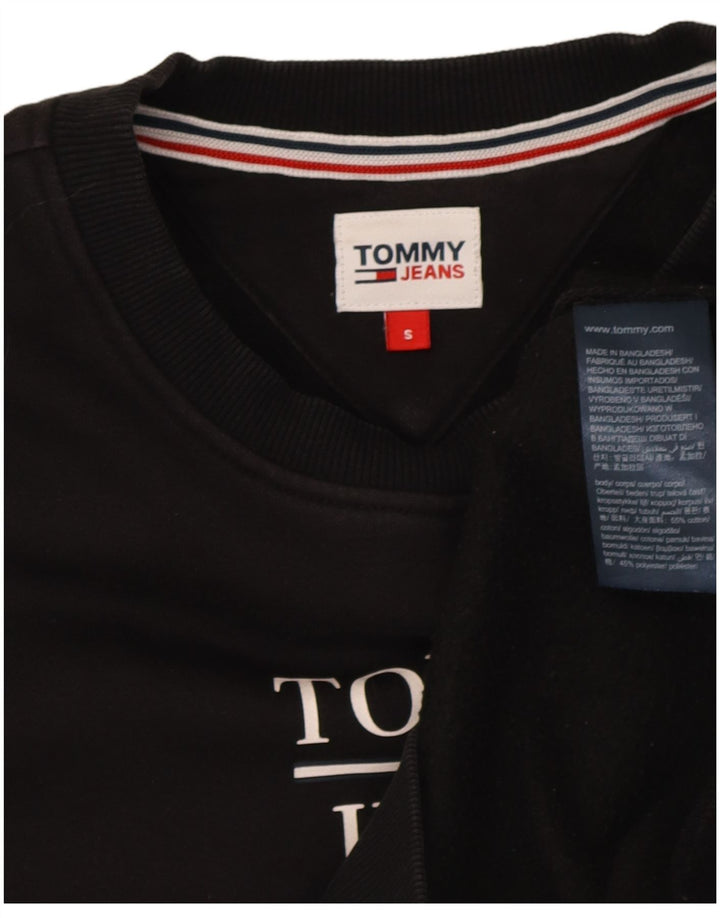 Tommy Hilfiger Womens Graphic Oversized Sweatshirt Jumper UK 10 Small Black