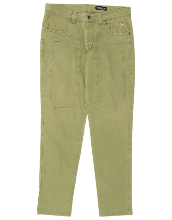Jeckerson Mens Slim Casual Trousers W36 L31 Green Cotton
