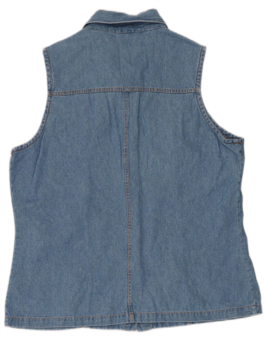 And Womens Sleeveless Denim Shirt IT 46 Large Blue Cotton