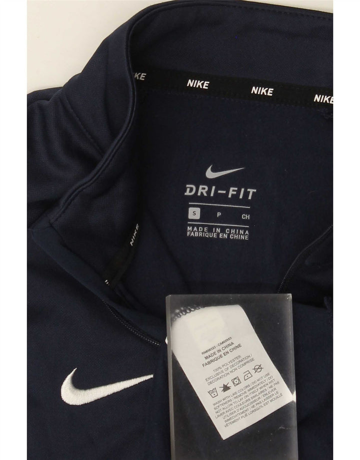 Nike Mens Dri Fit Zip Neck Sweatshirt Jumper Small Navy Blue Polyester