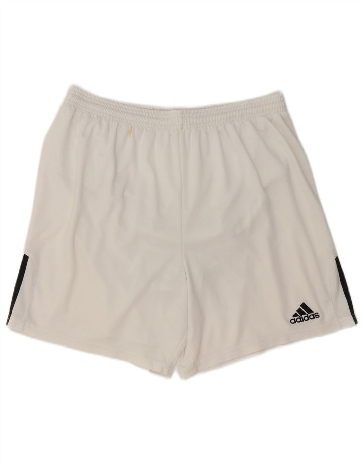 Pantaloncini sportivi da uomo Adidas Large in poliestere color block bianco