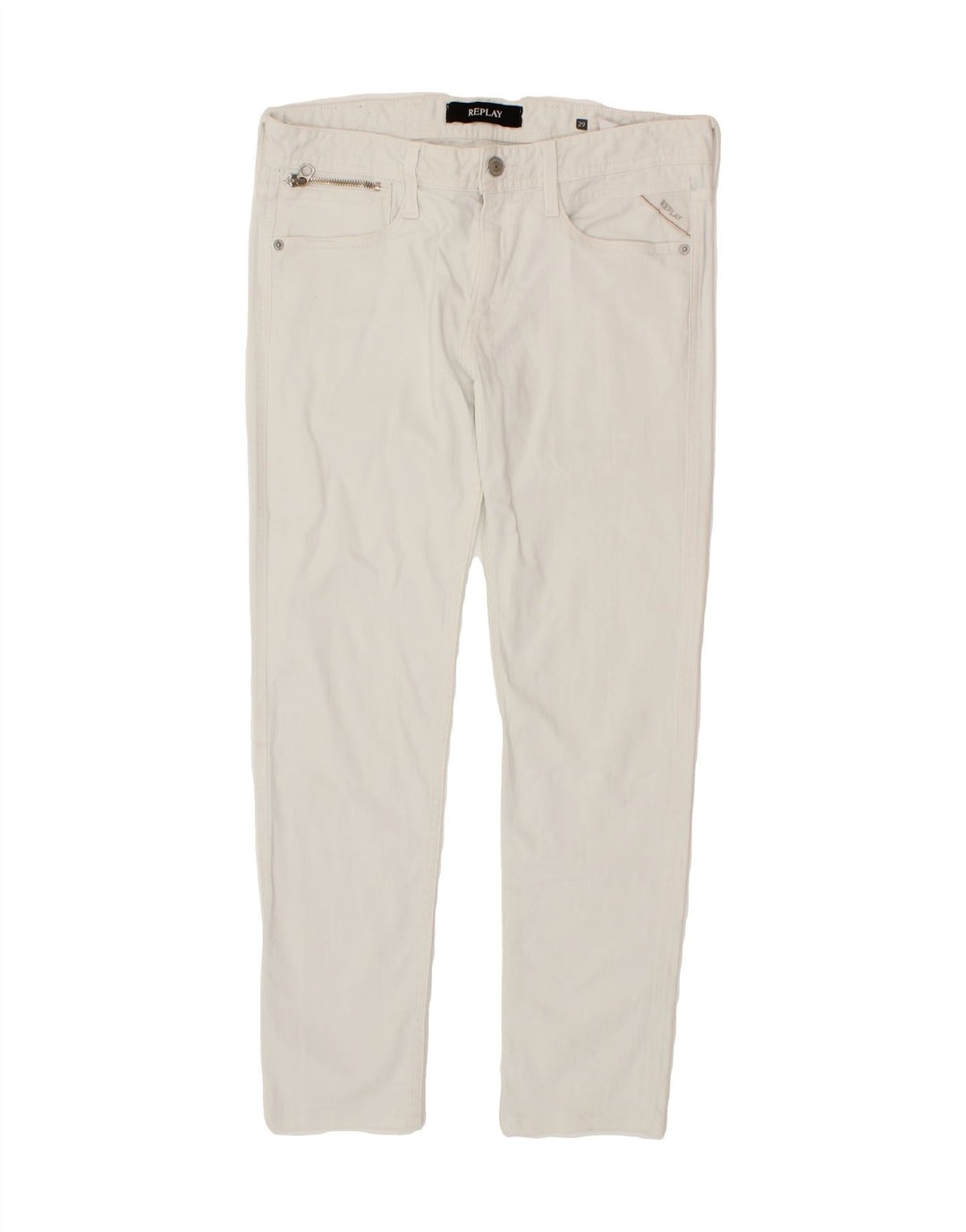 REPLAY Womens Slim Casual Trousers W29 L28 White Vintage Replay and Second-Hand Replay from Messina Hembry 