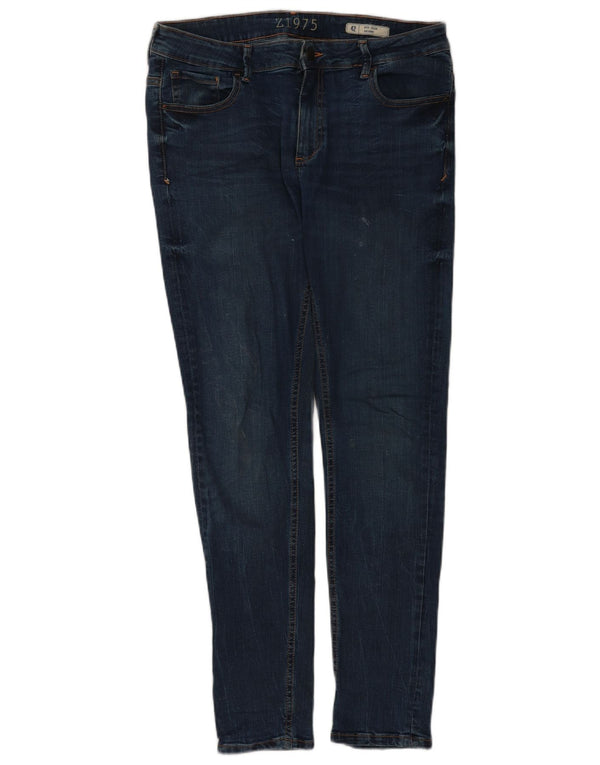 Zara Womens Mid Rise Skinny Jeans EU 42 Large W32 L30 Navy Blue Cotton