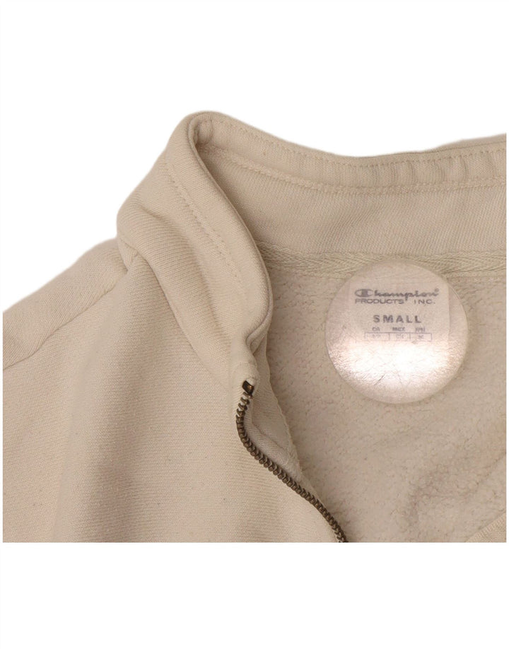 Champion Mens Zip Neck Sweatshirt Jumper Small White