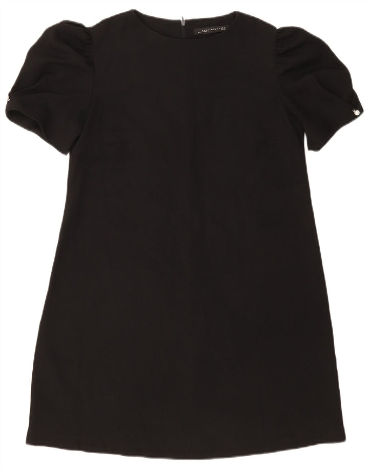 Zara Dame A-Line Kjole UK 12 Medium Sort Polyester