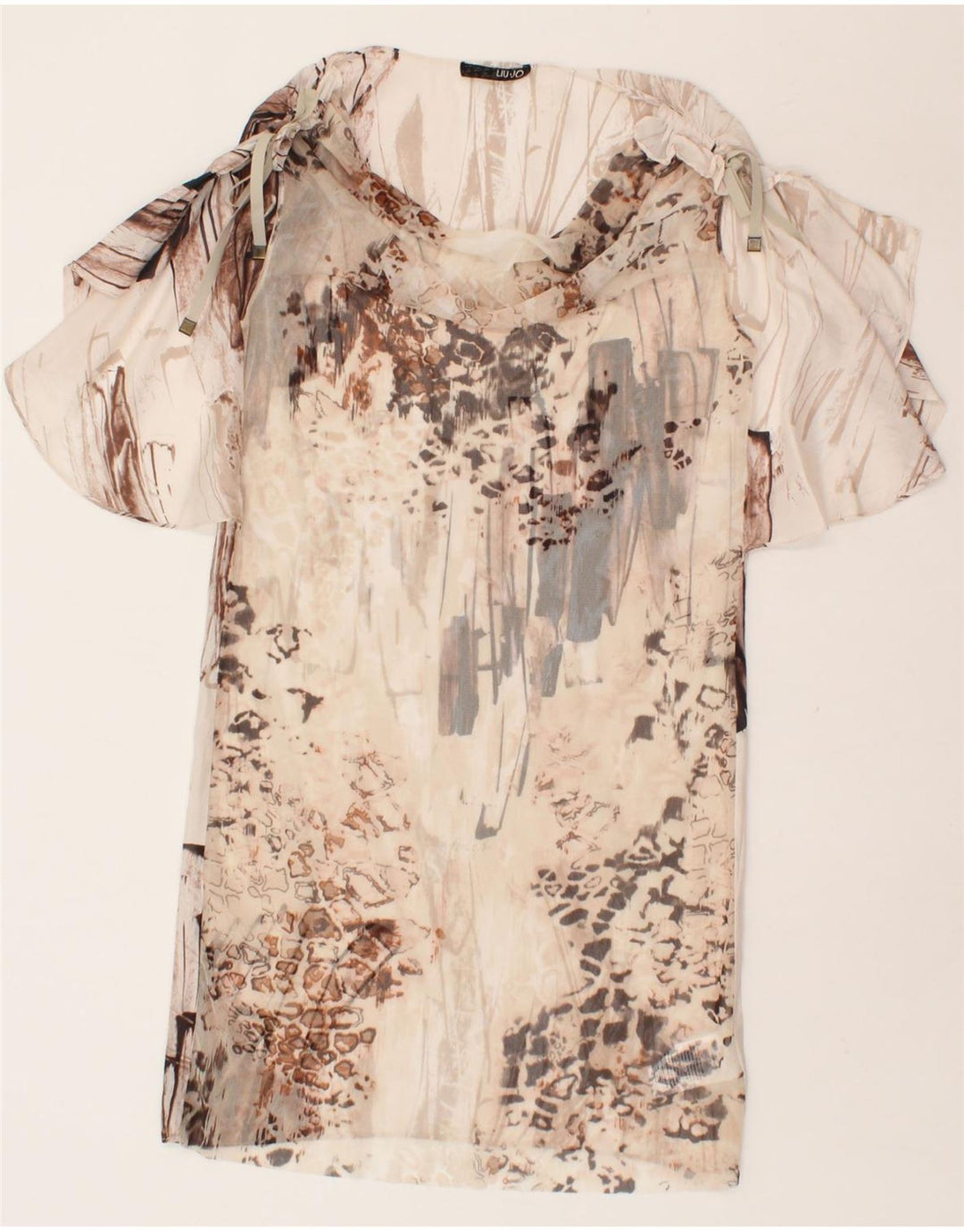 LIU JO Womens Abstract Pattern See Through Shift Dress UK 12 Medium Beige Vintage Liu Jo and Second-Hand Liu Jo from Messina Hembry 