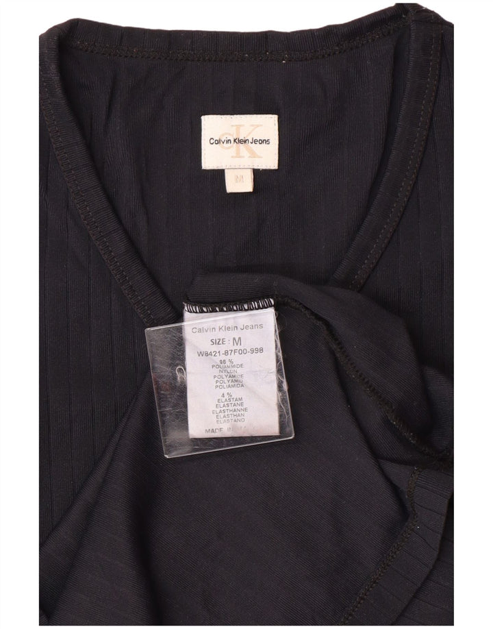 CALVIN KLEIN JEANS Womens Top Long Sleeve UK 12 Medium Navy Blue Polyamide