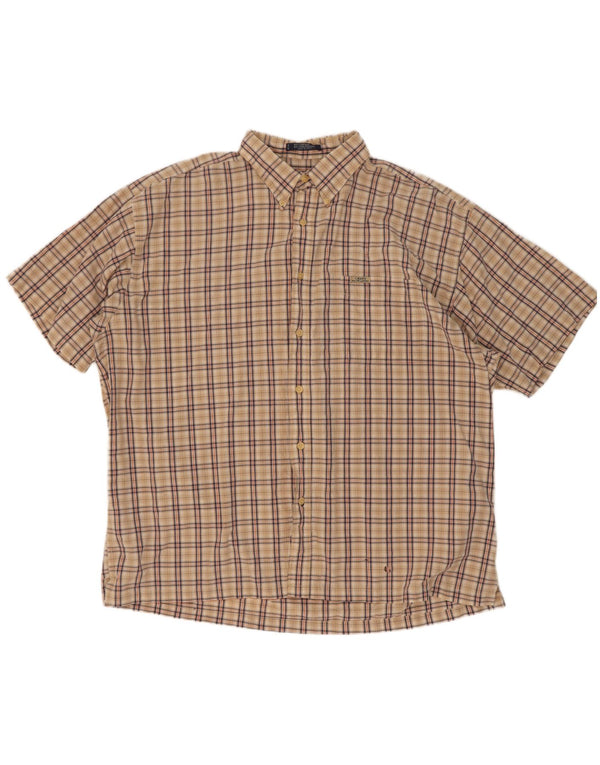 Męska koszula z krótkim rękawem Chaps Ralph Lauren 2XL, bawełniana beżowa krata
