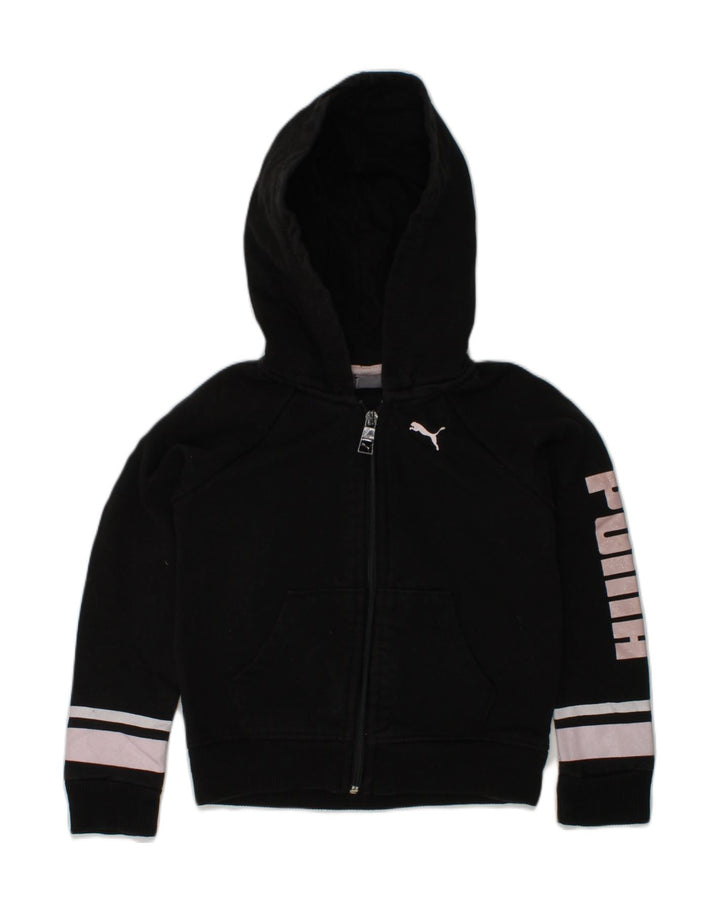 PUMA Girls Graphic Zip Hoodie Sweater 3-4 Years Black Cotton | Vintage Puma | Thrift | Second-Hand Puma | Used Clothing | Messina Hembry 