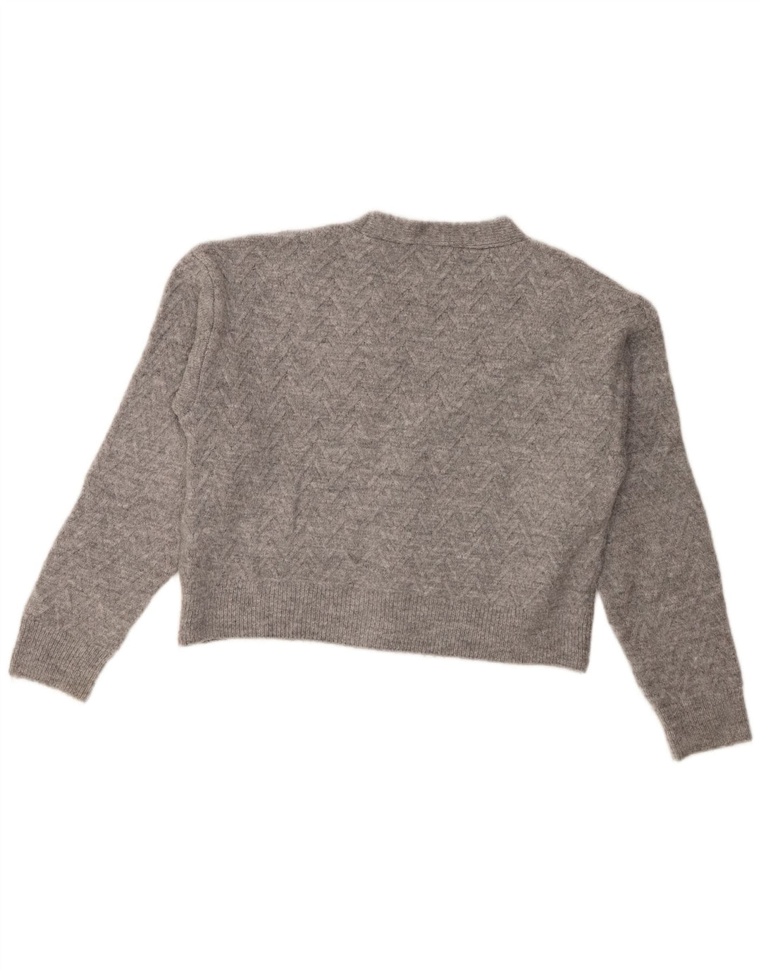 Zara Womens Crop Cardigan Sweater UK 14 Acrylique Gris Moyen