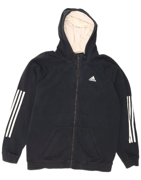 Ανδρικό πουλόβερ με κουκούλα με φερμουάρ Adidas UK 42/44 Μεγάλο μπλε βαμβακερό