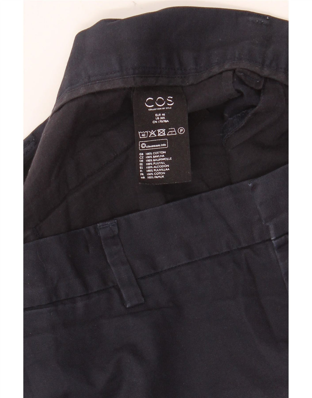 Cos Mens Chino Shorts EU 46 Small W30  Navy Blue Cotton