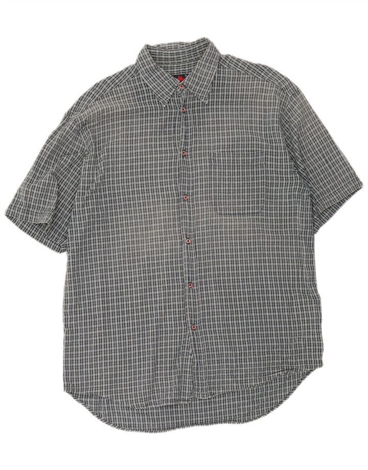 Kappa Chemise à Manches Courtes Homme XL Gris Carreaux Coton